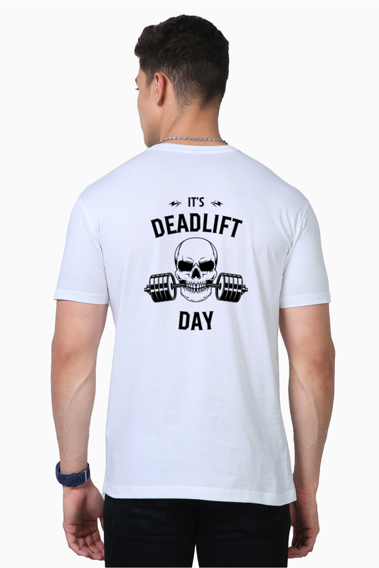 Deadlift day supima t shirt WHITE color